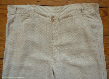 Vintage Mens 1920s 1930s American Golf Knickers Jazz Patterned Off White & Brown Linen Trousers Pants Plus Fours +4s Knickerbockers  44"