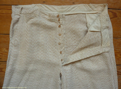 Vintage Mens 1920s 1930s American Golf Knickers Jazz Patterned Off White & Brown Linen Trousers Pants Plus Fours +4s Knickerbockers  44"