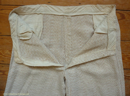 Vintage Mens 1920s 1930s American Golf Knickers Jazz Patterned Off White & Brown Linen Trousers Pants Plus Fours +4s Knickerbockers  44"