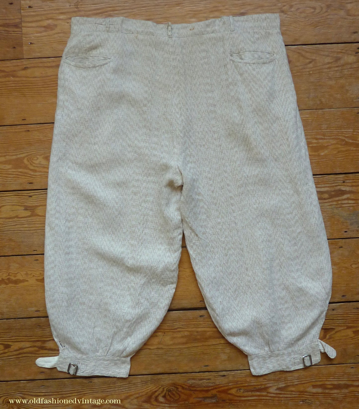 Vintage Mens 1920s 1930s American Golf Knickers Jazz Patterned Off White & Brown Linen Trousers Pants Plus Fours +4s Knickerbockers  44"