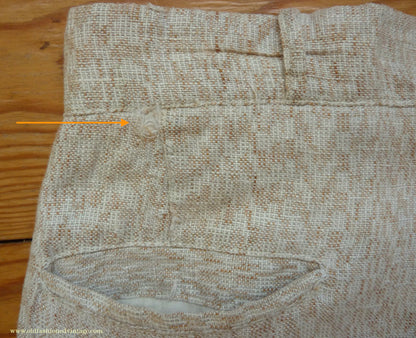 Vintage Mens 1920s 1930s American Golf Knickers Jazz Patterned Off White & Brown Linen Trousers Pants Plus Fours +4s Knickerbockers  44"