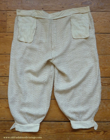 Vintage Mens 1920s 1930s American Golf Knickers Jazz Patterned Off White & Brown Linen Trousers Pants Plus Fours +4s Knickerbockers  44"