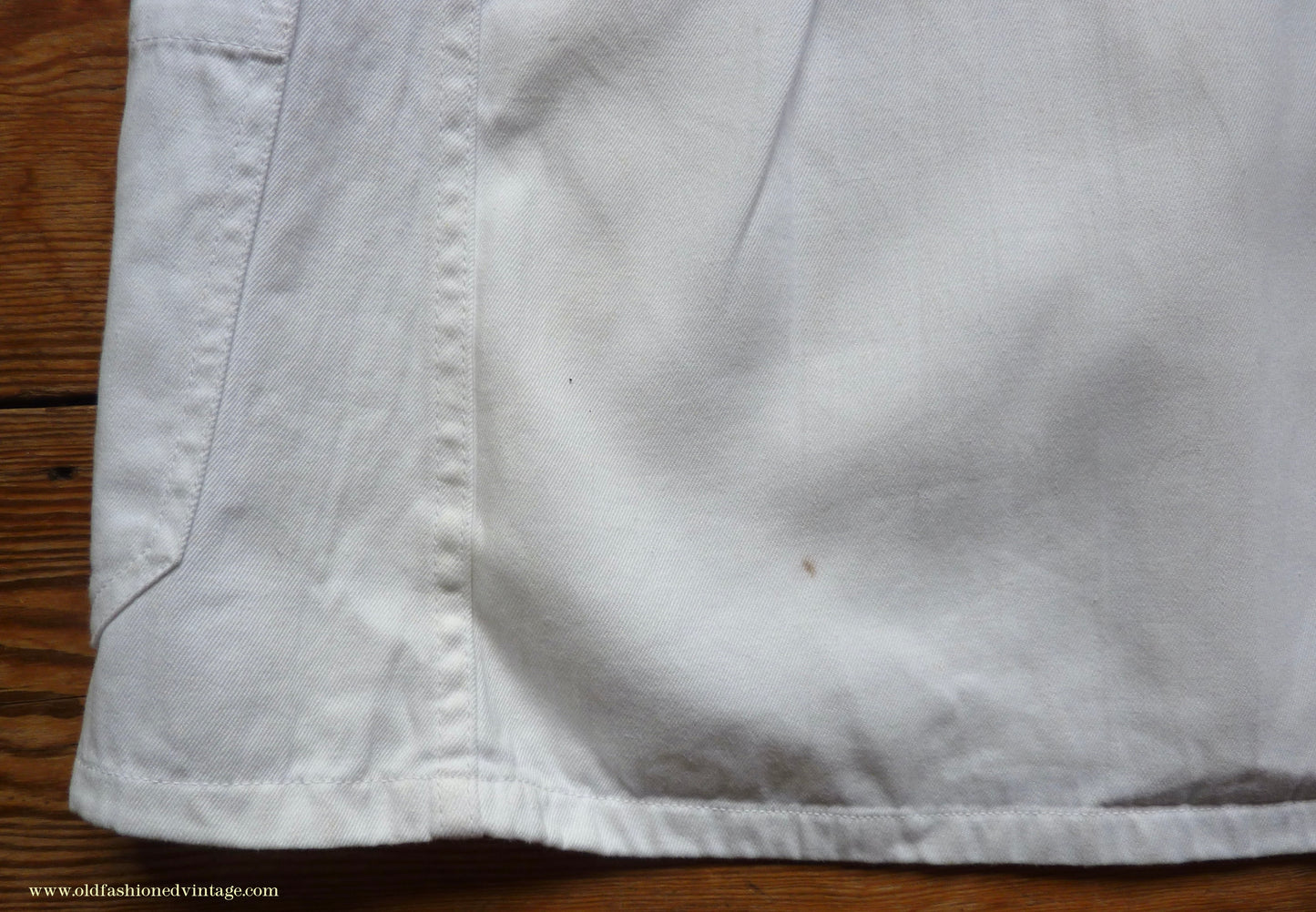 Vintage Mens 1950s NOS French Back Belted Work Jacket White Cotton Drill Workwear Coat 38" 40"