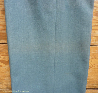 Vintage Mens 1930s 1940s NOS Faded French Trousers Slacks Sea Grey Green Wool Pants 32"