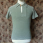 Vintage Mens 1950s "Hyclad" Polo Shirt Cotton Jersey Short Sleeved Summer T Green White Striped 38"