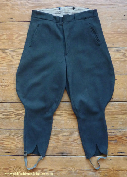 Vintage Mens 1940s 1950s Sports Suit Back Belted Jacket & Breeches Grey Wool 38" Short