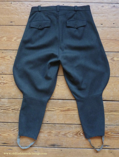 Vintage Mens 1940s 1950s Sports Suit Back Belted Jacket & Breeches Grey Wool 38" Short