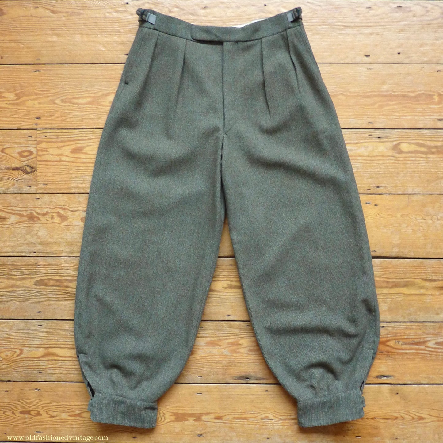 Vintage Mens 1950s Bespoke Tweed Plus Fours +4s Green Brown Wool Trousers Knickers Breeks Pants 36"