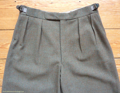 Vintage Mens 1950s Bespoke Tweed Plus Fours +4s Green Brown Wool Trousers Knickers Breeks Pants 36"