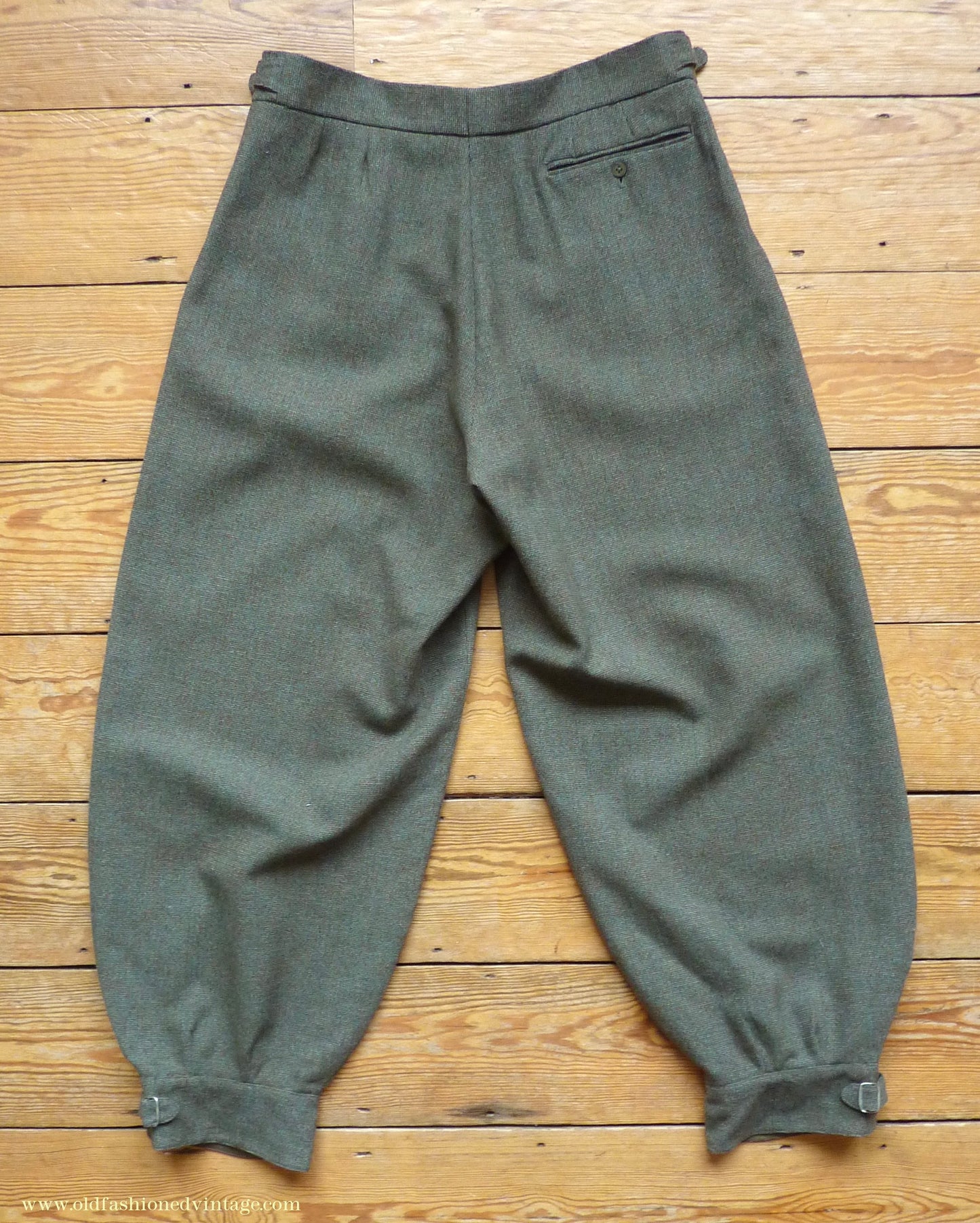 Vintage Mens 1950s Bespoke Tweed Plus Fours +4s Green Brown Wool Trousers Knickers Breeks Pants 36"