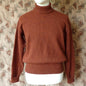 Old Fashioned Garments Vintage Reproduction 1940s Mens Roll Neck Jumper Rust Melange Polo Turtle Sweater L