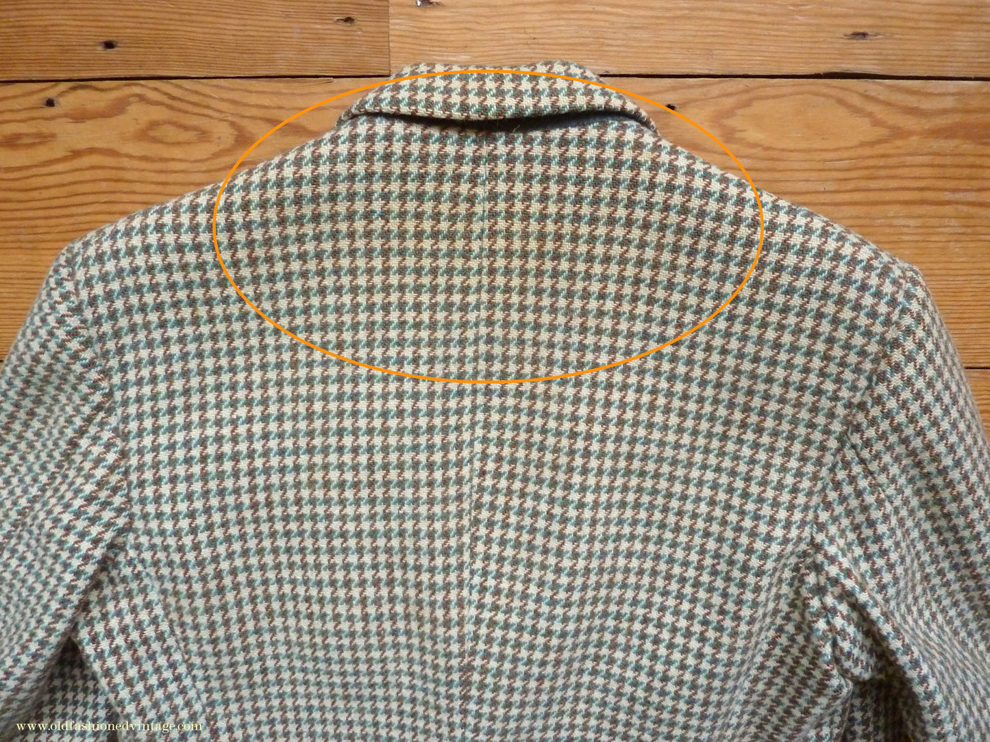 Vintage Mens 1950s Bespoke Harris Tweed Sports Jacket Green Brown Cream Houndstooth Shepherd Check 40"
