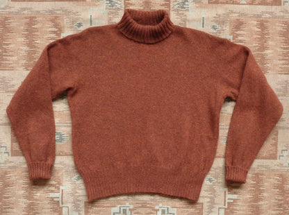 Old Fashioned Garments Vintage Reproduction 1940s Mens Roll Neck Jumper Rust Melange Polo Turtle Sweater L