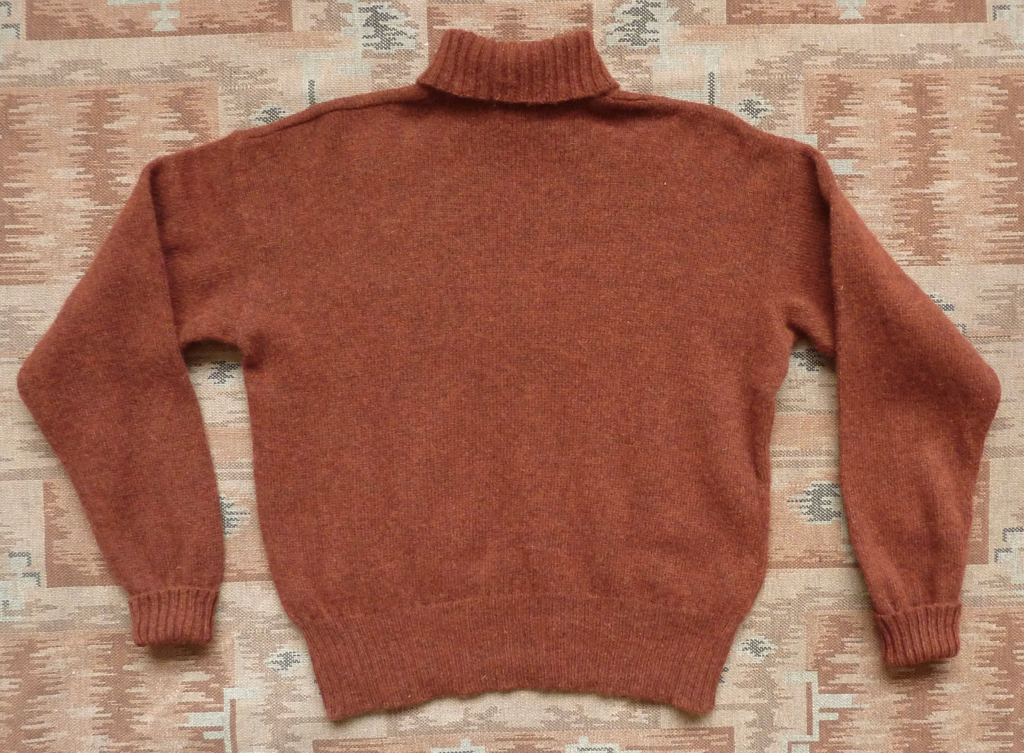 Old Fashioned Garments Vintage Reproduction 1940s Mens Roll Neck Jumper Rust Melange Polo Turtle Sweater L