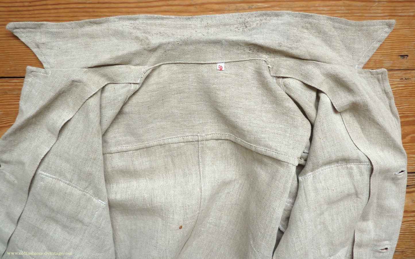 Vintage Mens 1960s 1970s Safari Jacket Belted Patch Pockets Military Style Oatmeal Flax Linen 40"