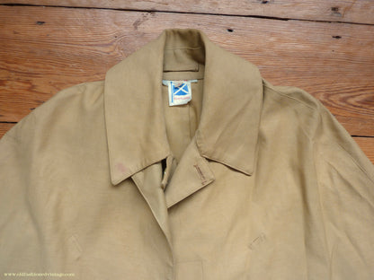 Vintage Mens 1980s Rubberised Inverness Cape Mustard Beige Rain Coat Mackintosh S