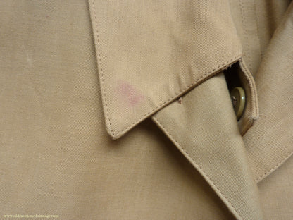 Vintage Mens 1980s Rubberised Inverness Cape Mustard Beige Rain Coat Mackintosh S
