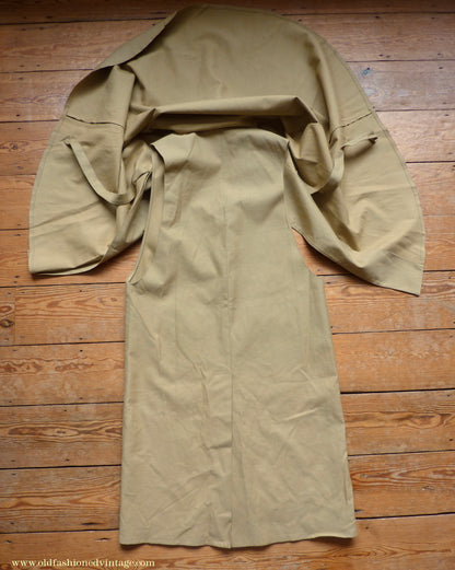 Vintage Mens 1980s Rubberised Inverness Cape Mustard Beige Rain Coat Mackintosh S
