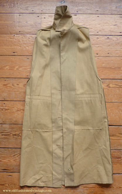 Vintage Mens 1980s Rubberised Inverness Cape Mustard Beige Rain Coat Mackintosh S