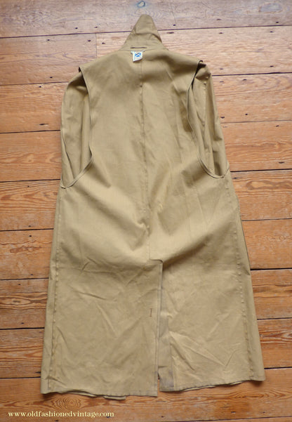Vintage Mens 1980s Rubberised Inverness Cape Mustard Beige Rain Coat Mackintosh S
