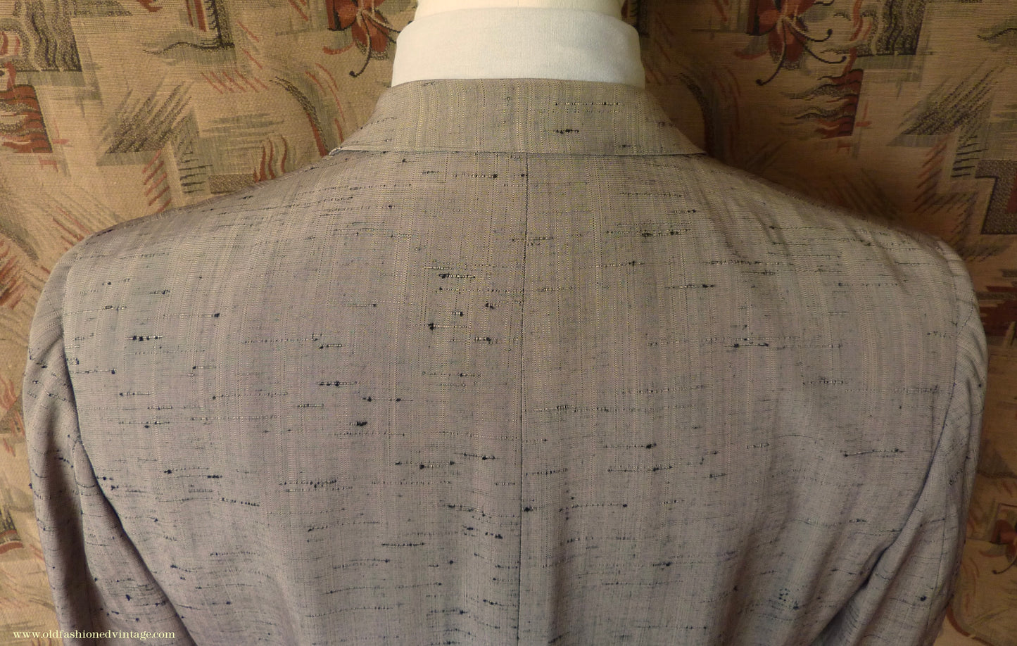 Vintage Mens 1950s American Suit Flecked Slub Shot Silk Effect Rayon Pinky Taupe Grey Black 40"