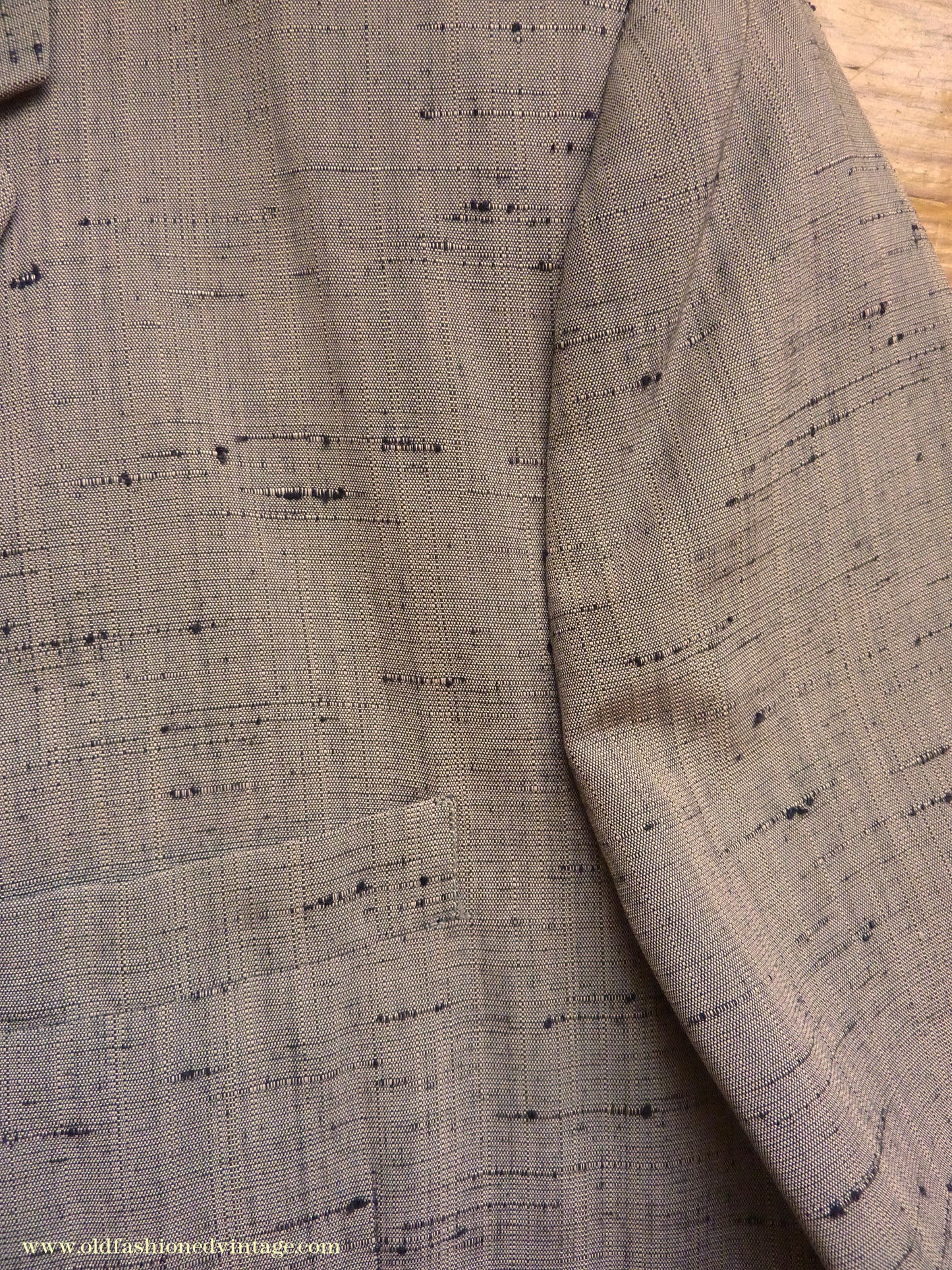 Vintage Mens 1950s American Suit Flecked Slub Shot Silk Effect Rayon Pinky Taupe Grey Black 40"