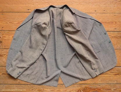 Vintage Mens 1950s American Suit Flecked Slub Shot Silk Effect Rayon Pinky Taupe Grey Black 40"