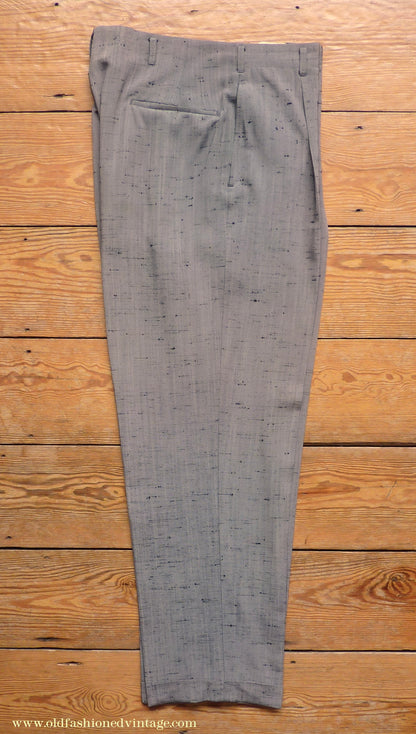 Vintage Mens 1950s American Suit Flecked Slub Shot Silk Effect Rayon Pinky Taupe Grey Black 40"