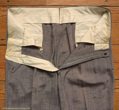 Vintage Mens 1950s American Suit Flecked Slub Shot Silk Effect Rayon Pinky Taupe Grey Black 40"