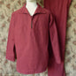 Vintage Mens 1970s 1980s Le Glazik French Breton Fisherman Smock & Trousers Set Brick Red Canvas Workwear M/L