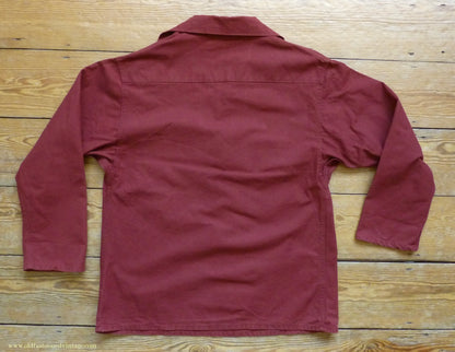 Vintage Mens 1970s 1980s Le Glazik French Breton Fisherman Smock & Trousers Set Brick Red Canvas Workwear M/L