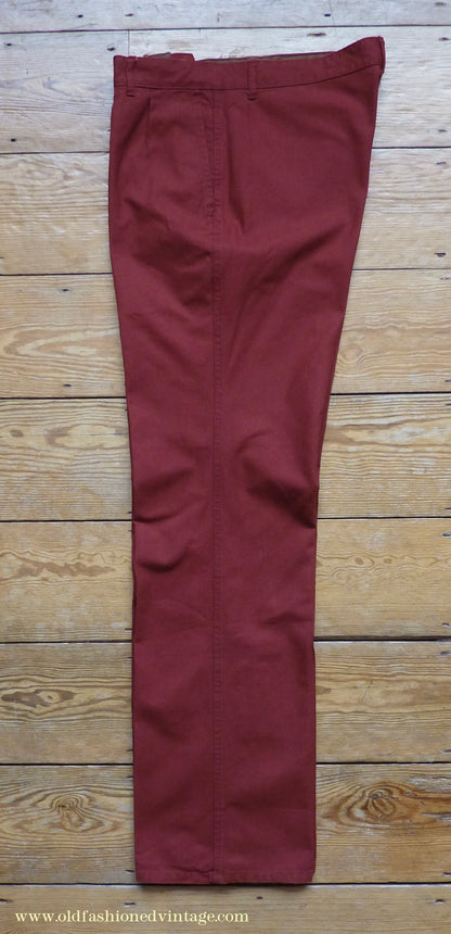 Vintage Mens 1970s 1980s Le Glazik French Breton Fisherman Smock & Trousers Set Brick Red Canvas Workwear M/L
