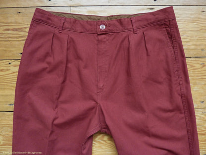 Vintage Mens 1970s 1980s Le Glazik French Breton Fisherman Smock & Trousers Set Brick Red Canvas Workwear M/L
