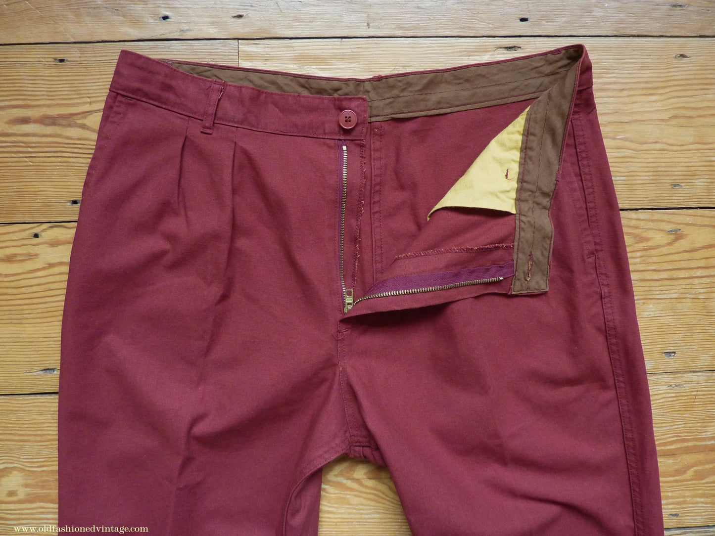 Vintage Mens 1970s 1980s Le Glazik French Breton Fisherman Smock & Trousers Set Brick Red Canvas Workwear M/L