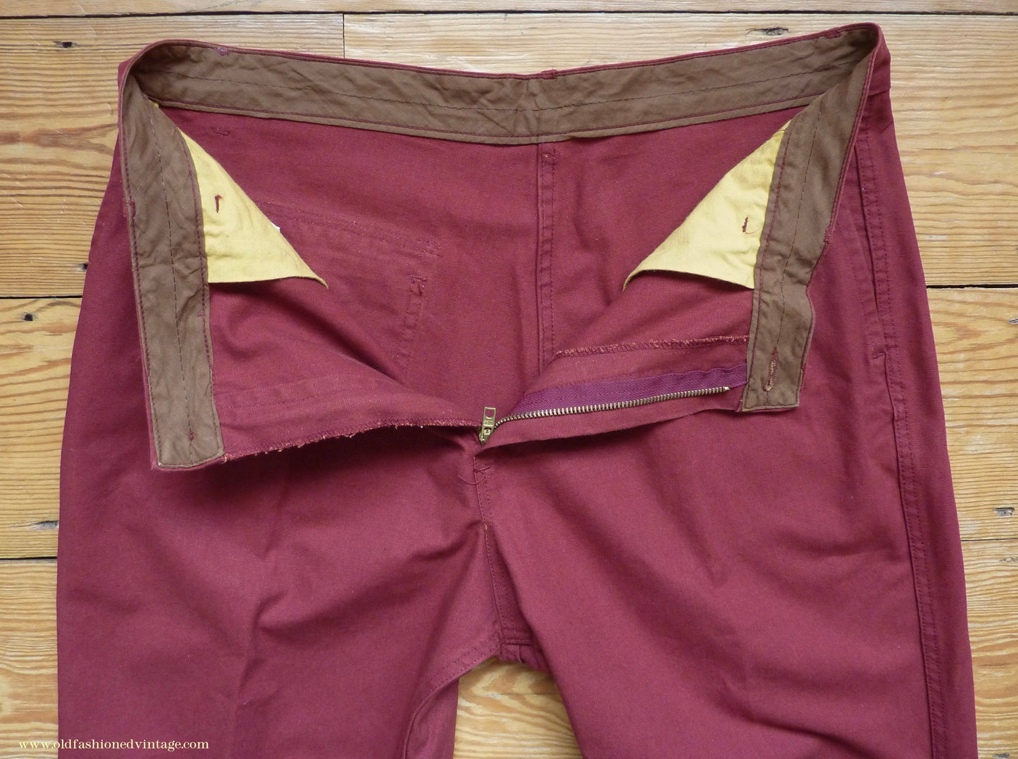 Vintage Mens 1970s 1980s Le Glazik French Breton Fisherman Smock & Trousers Set Brick Red Canvas Workwear M/L