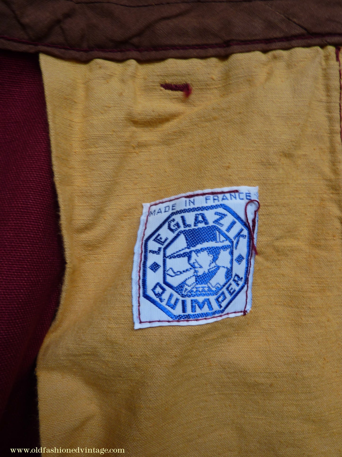 Vintage Mens 1970s 1980s Le Glazik French Breton Fisherman Smock & Trousers Set Brick Red Canvas Workwear M/L