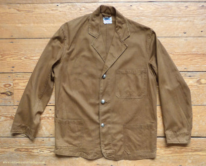 Vintage Mens 1950s British 'Harpoon' Workwear Suit Engineer Jacket & Trousers Brown Cotton Drill 38"