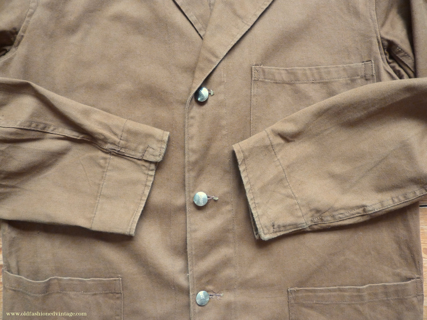 Vintage Mens 1950s British 'Harpoon' Workwear Suit Engineer Jacket & Trousers Brown Cotton Drill 38"