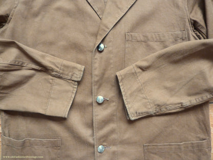 Vintage Mens 1950s British 'Harpoon' Workwear Suit Engineer Jacket & Trousers Brown Cotton Drill 38"
