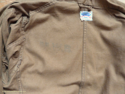 Vintage Mens 1950s British 'Harpoon' Workwear Suit Engineer Jacket & Trousers Brown Cotton Drill 38"