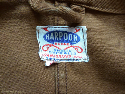 Vintage Mens 1950s British 'Harpoon' Workwear Suit Engineer Jacket & Trousers Brown Cotton Drill 38"