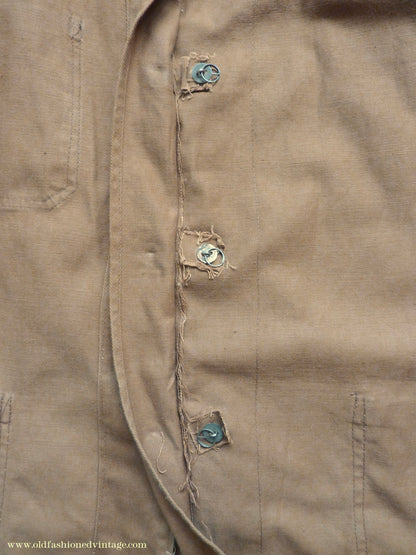 Vintage Mens 1950s British 'Harpoon' Workwear Suit Engineer Jacket & Trousers Brown Cotton Drill 38"