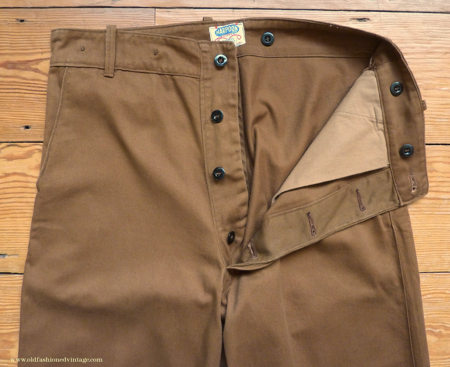 Vintage Mens 1950s British 'Harpoon' Workwear Suit Engineer Jacket & Trousers Brown Cotton Drill 38"