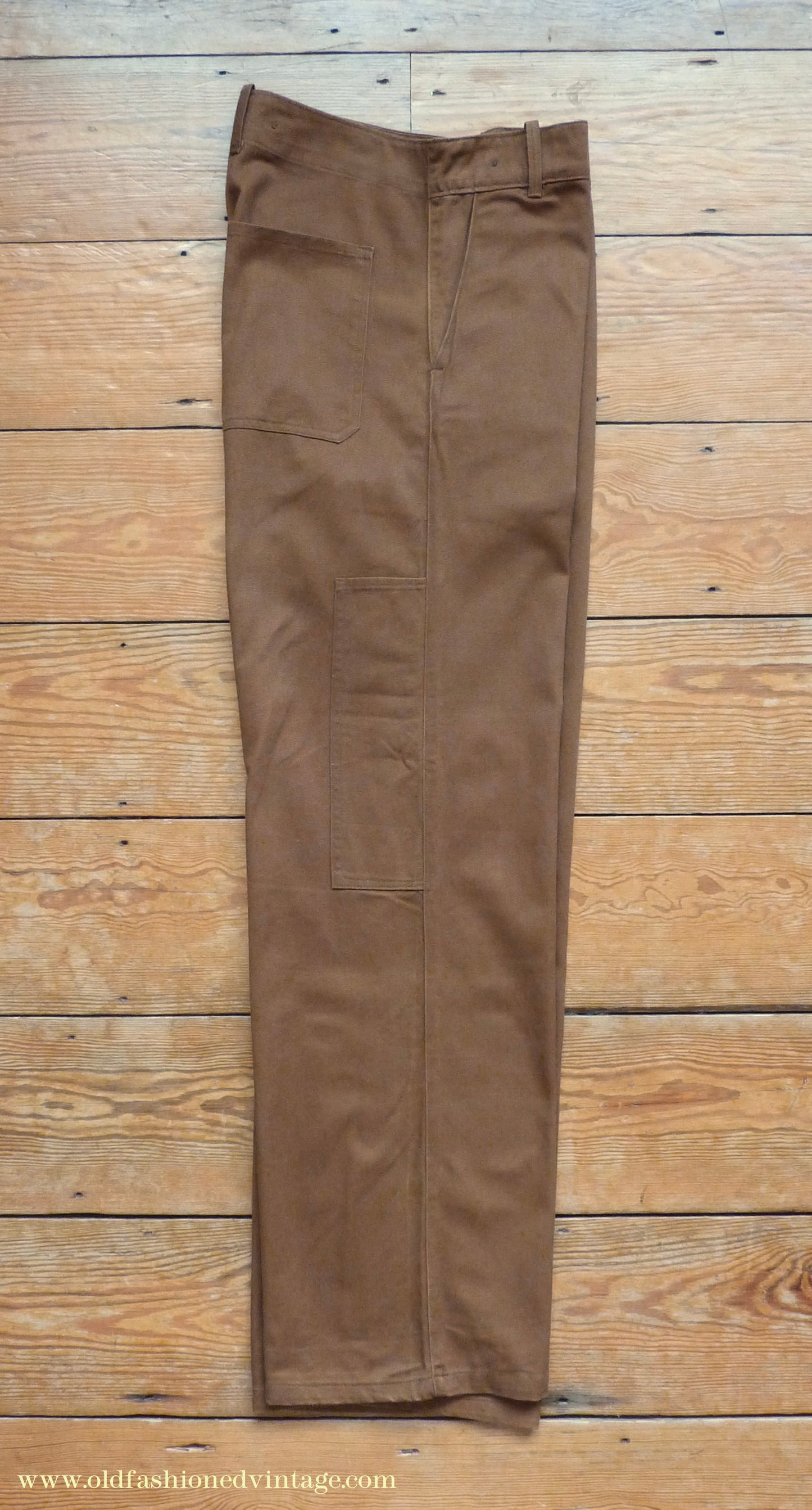 Vintage Mens 1950s British 'Harpoon' Workwear Suit Engineer Jacket & Trousers Brown Cotton Drill 38"