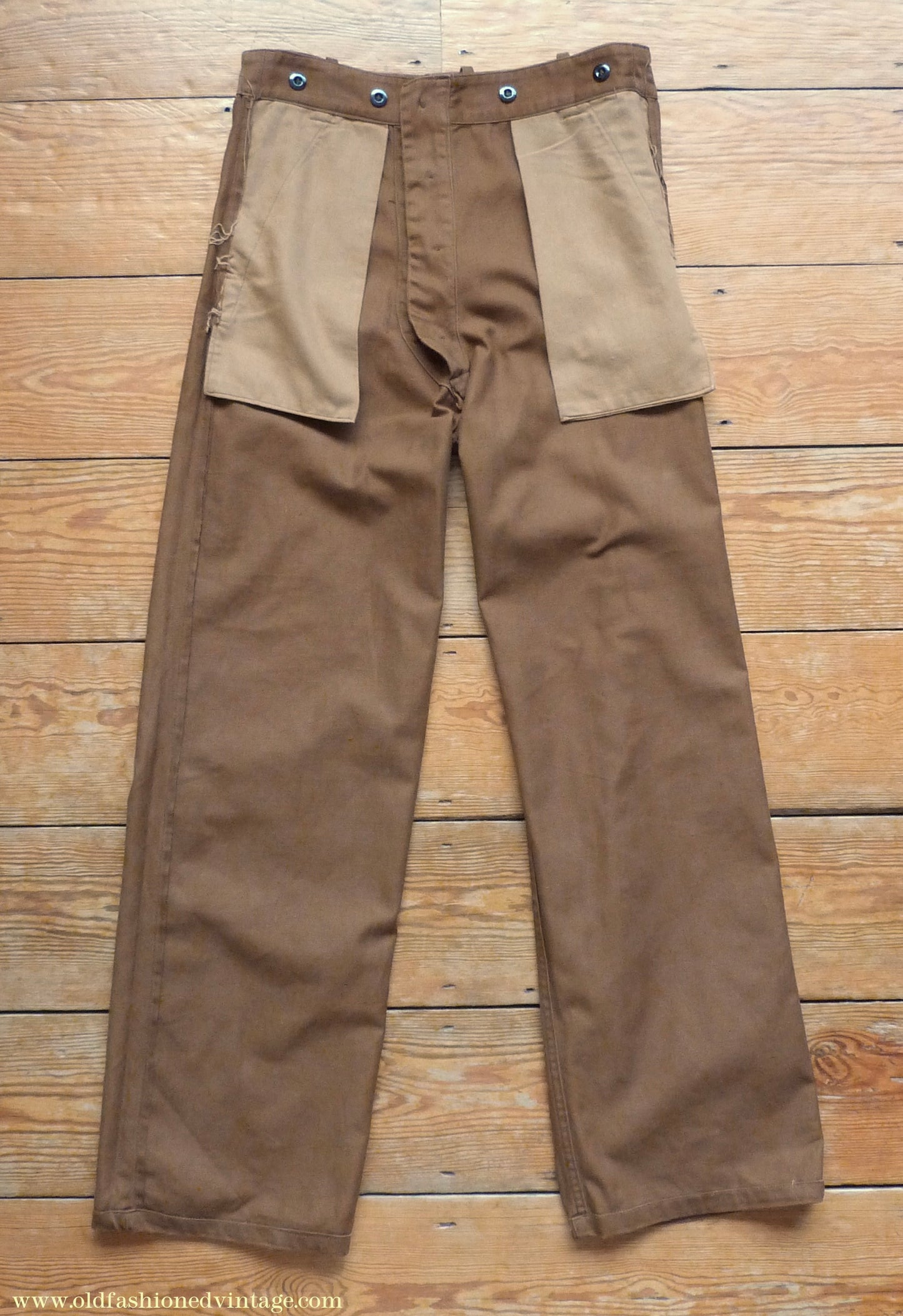 Vintage Mens 1950s British 'Harpoon' Workwear Suit Engineer Jacket & Trousers Brown Cotton Drill 38"