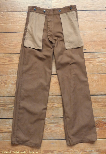 Vintage Mens 1950s British 'Harpoon' Workwear Suit Engineer Jacket & Trousers Brown Cotton Drill 38"