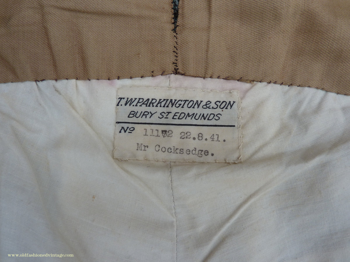 Vintage Mens 1940s Bespoke Tweed Knicker Breeches Plus Fours +4s Grey Green Wool Trousers Breeks Pants 31"