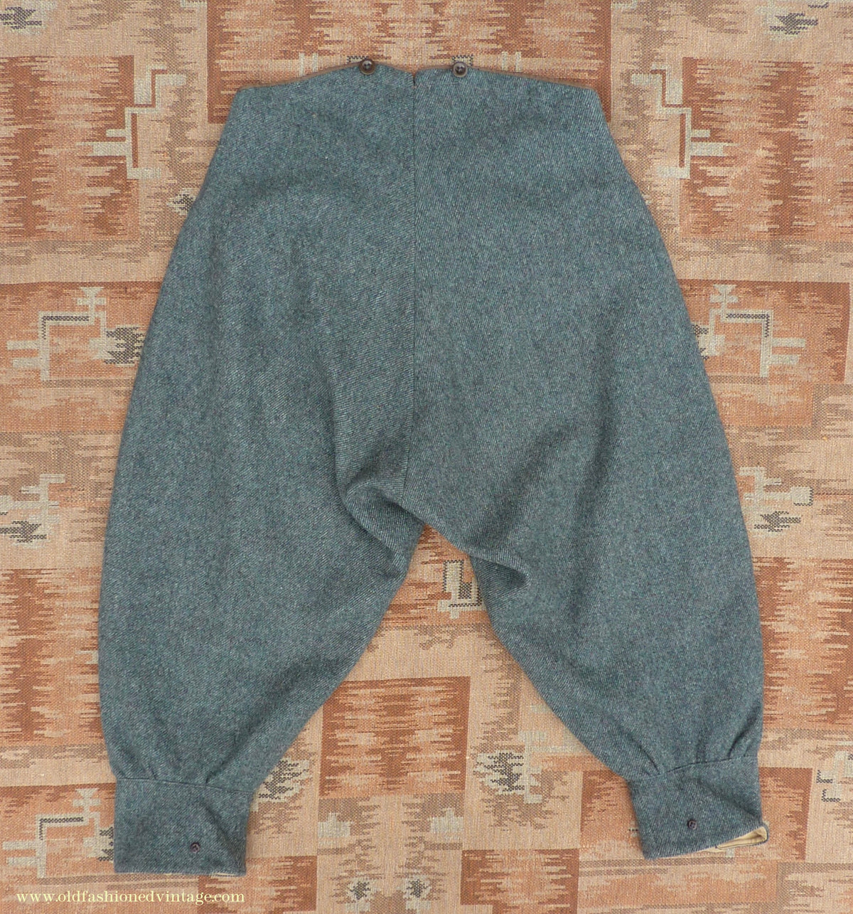 Vintage Mens 1940s Bespoke Tweed Knicker Breeches Plus Fours +4s Grey Green Wool Trousers Breeks Pants 31"