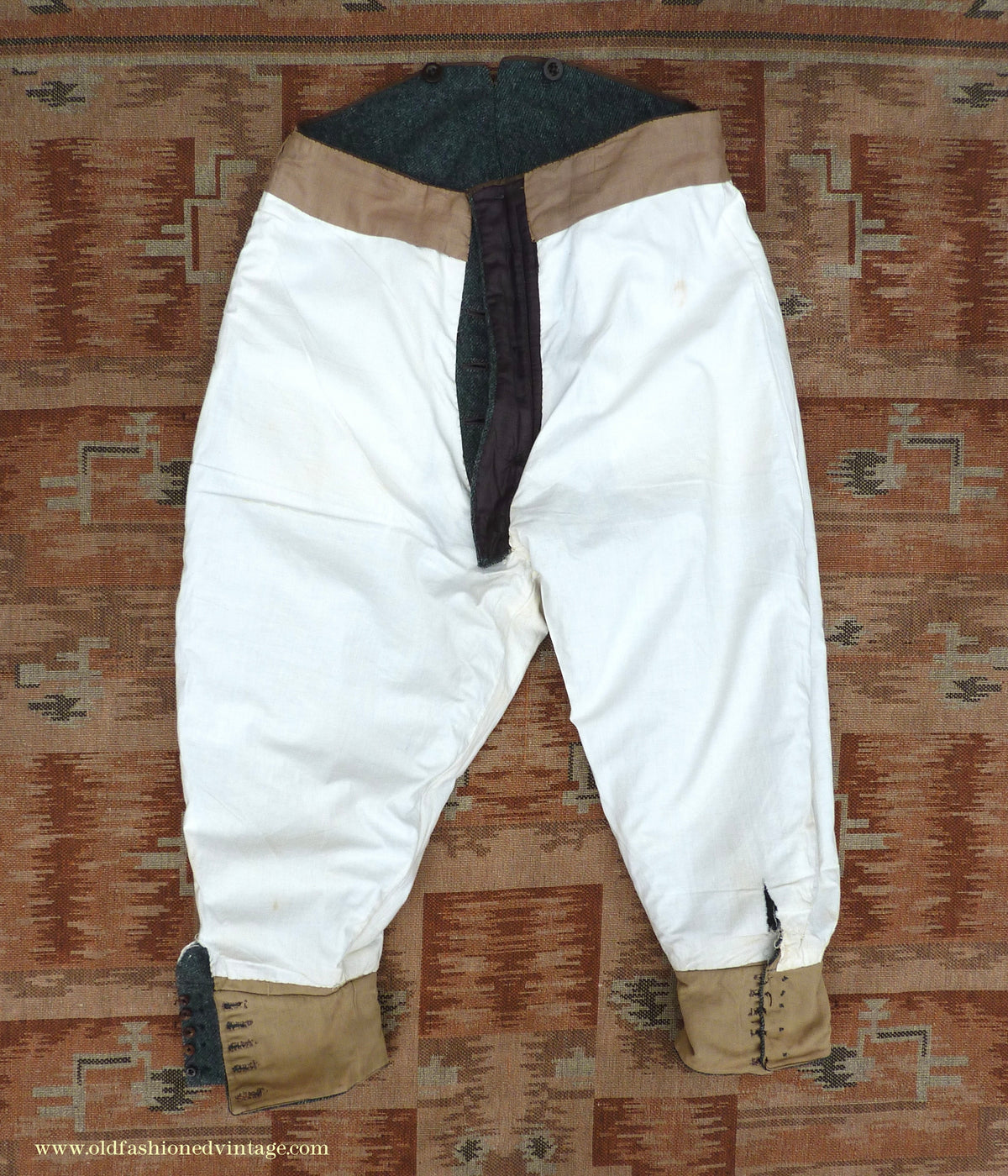 Vintage Mens 1940s Bespoke Tweed Knicker Breeches Plus Fours +4s Grey Green Wool Trousers Breeks Pants 31"