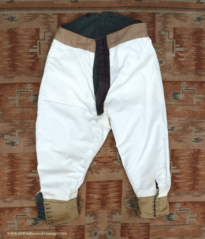 Vintage Mens 1940s Bespoke Tweed Knicker Breeches Plus Fours +4s Grey Green Wool Trousers Breeks Pants 31"